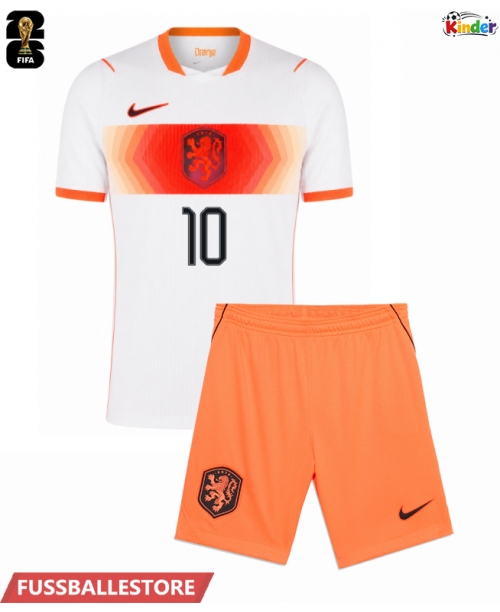 Günstige Niederlande Memphis Depay #10 Auswärts Trikotsatzt Kinder WM 2026 Kurzarm (+ Kurze Hosen)